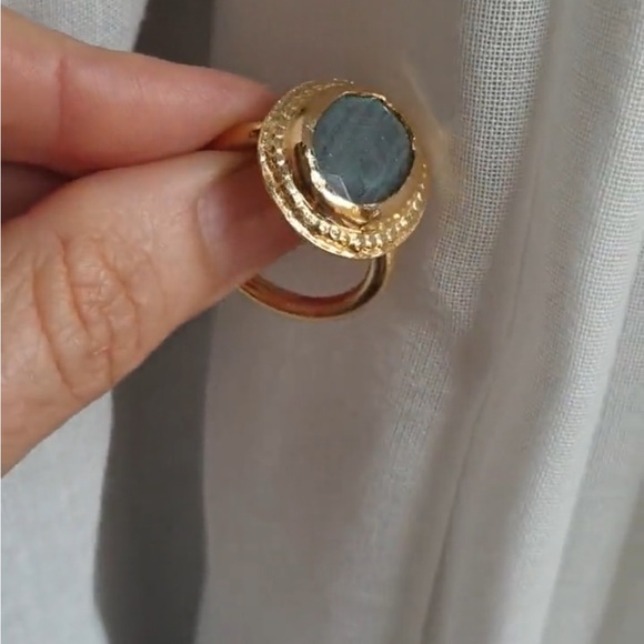 14K plated labradorite ring